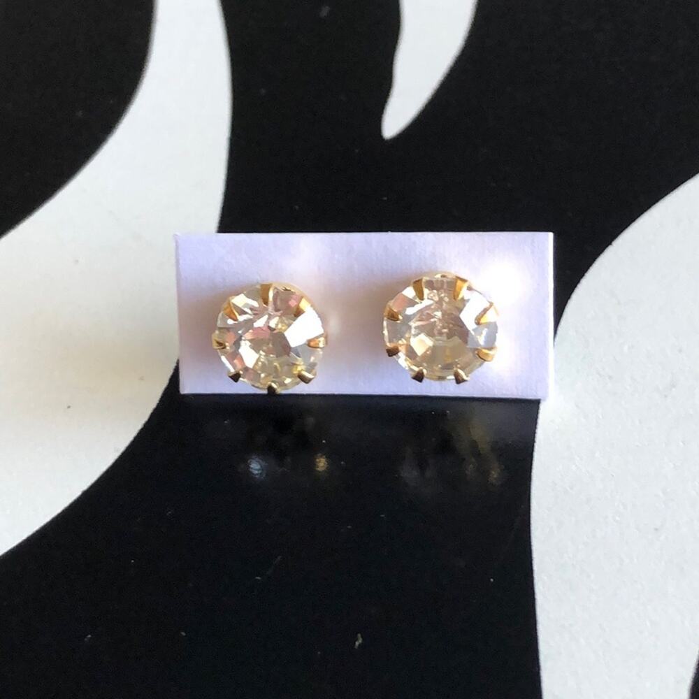 4 for $20 Clear and Gold Rhinestone Stud Earrings